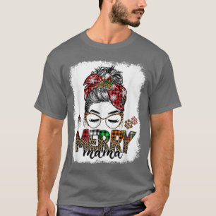 Merry Mama met Kerstmis Bun Reindeer Holi T-shirt