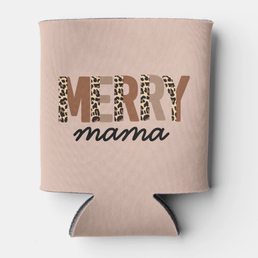 "Merry Mama" Modern kleurenblok Leopard Boho Blikjeskoeler (Voorkant)