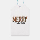 "Merry Mama" Modern kleurenblok Leopard Boho Cadeaulabel (Voorkant)