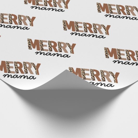 "Merry Mama" Modern kleurenblok Leopard Boho Cadeaupapier (Hoek)