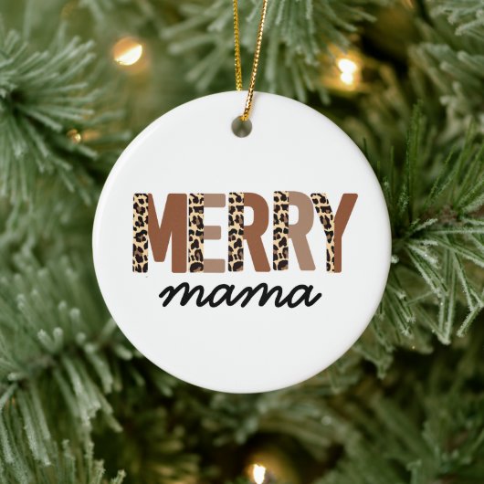 "Merry Mama" Modern kleurenblok Leopard Boho Keramisch Ornament (Boom)