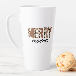 "Merry Mama" Modern kleurenblok Leopard Boho Latte Mok