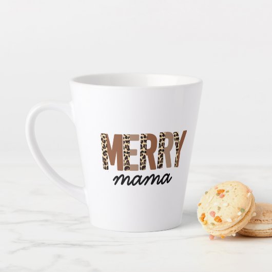 "Merry Mama" Modern kleurenblok Leopard Boho Latte Mok (In situ)