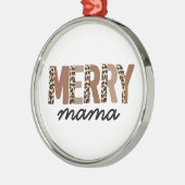 "Merry Mama" Modern kleurenblok Leopard Boho Metalen Ornament (Links)