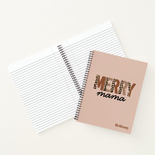 "Merry Mama" Modern kleurenblok Leopard Boho Notitieboek (Binnen)