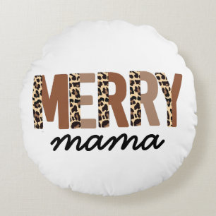 "Merry Mama" Modern kleurenblok Leopard Boho Rond Kussen