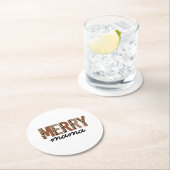 "Merry Mama" Modern kleurenblok Leopard Boho Ronde Kartonnen Onderzetter (Insitu)