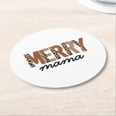 "Merry Mama" Modern kleurenblok Leopard Boho Ronde Kartonnen Onderzetter (Gebogen)