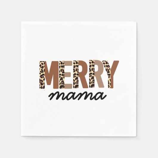 "Merry Mama" Modern kleurenblok Leopard Boho Servet (Voorkant)