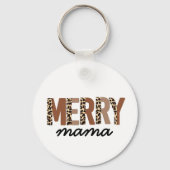 "Merry Mama" Modern kleurenblok Leopard Boho Sleutelhanger (Voorkant)