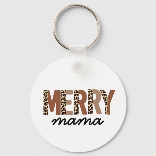 "Merry Mama" Modern kleurenblok Leopard Boho Sleutelhanger (Voorkant)