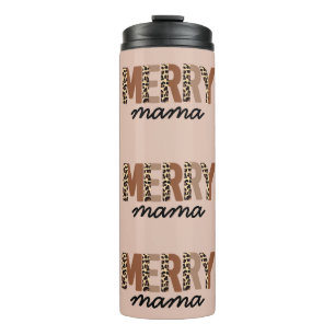 "Merry Mama" Modern kleurenblok Leopard Boho Thermosbeker
