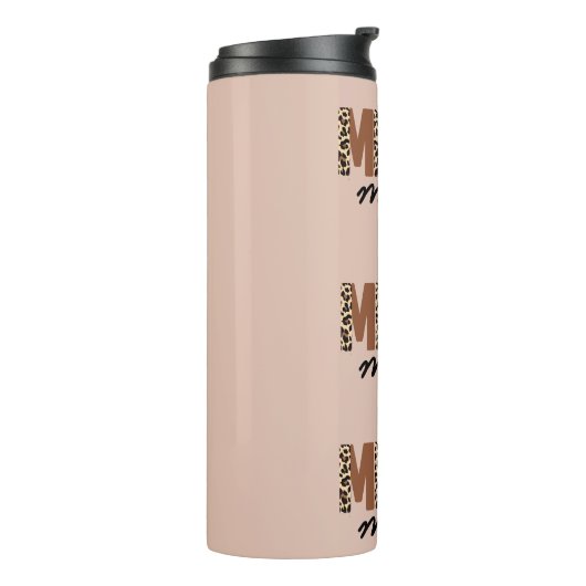 "Merry Mama" Modern kleurenblok Leopard Boho Thermosbeker (Gedraaid links)