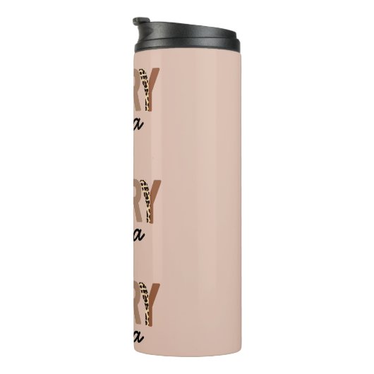 "Merry Mama" Modern kleurenblok Leopard Boho Thermosbeker (Geroteerd rechts)