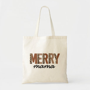 "Merry Mama" Modern kleurenblok Leopard Boho Tote Bag