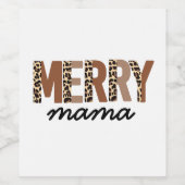 "Merry Mama" Modern kleurenblok Leopard Boho Wijn Etiket (Enkel label)