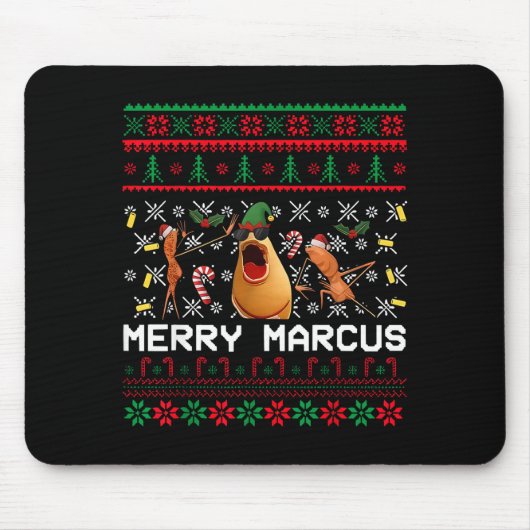 Merry Marcus Ugly Christmas Sweater Funny The Worm Muismat (Voorkant)