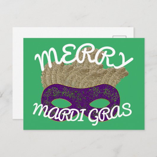 Merry Mardi Gras Briefkaart (Voorkant / Achterkant)