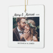 Merry & Married 2 Trouwfoto's Keramisch Ornament (Links)
