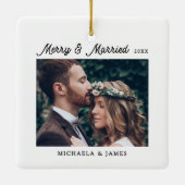 Merry & Married 2 Trouwfoto's Keramisch Ornament (Achterkant)
