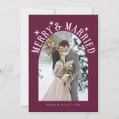 Merry & Married Arch Pas getrouwd Foto Cranberry Feestdagenkaart (Voorkant)