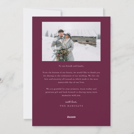 Merry & Married Arch Pas getrouwd Foto Cranberry Feestdagenkaart (Achterkant)