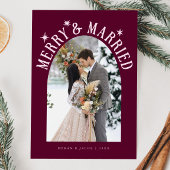 Merry & Married Arch Pas getrouwd Foto Cranberry Feestdagenkaart