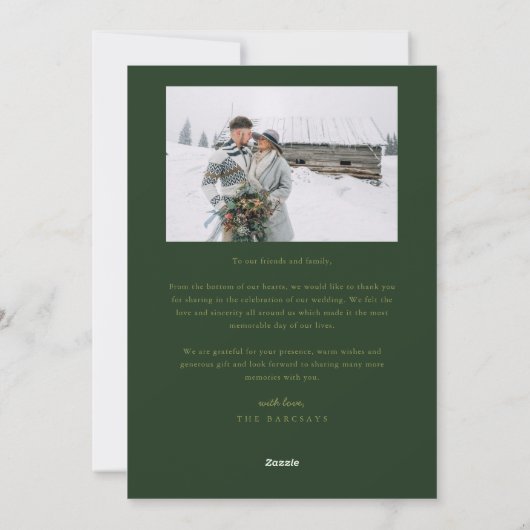 Merry & Married Arch Pas getrouwd Foto Groen Feestdagenkaart (Achterkant)