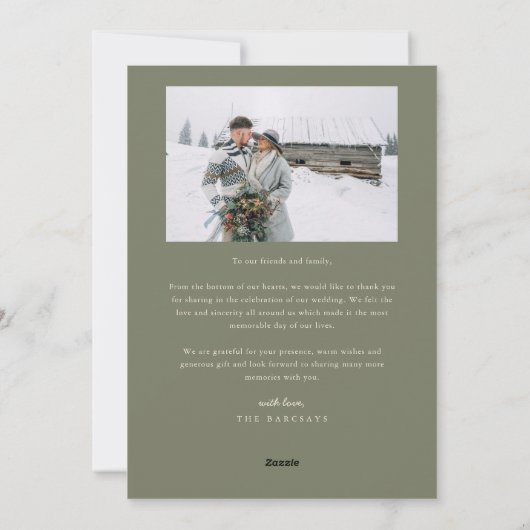 Merry & Married Arch Pas getrouwd Foto Sage Green Feestdagenkaart (Achterkant)