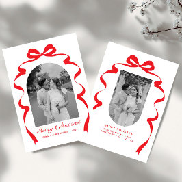 Merry & Married Bow Foto Kerst Passen getrouwd Arc Feestdagenkaart
