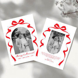 Merry & Married Bow Foto Kerst Passen getrouwd Arc Feestdagenkaart