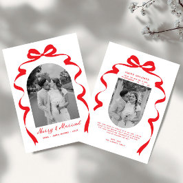 Merry & Married Bow Foto Kerst Passen getrouwd Arc Feestdagenkaart