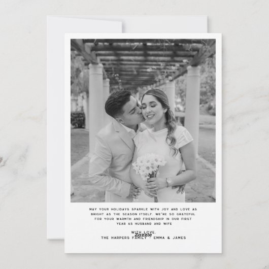 Merry & Married Bow Foto Kerst Passen getrouwd Feestdagenkaart (Achterkant)
