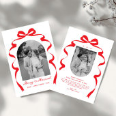 Merry & Married Bow Foto Kerst Passen getrouwd Feestdagenkaart