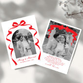 Merry & Married Bow Foto Kerst Passen getrouwd Feestdagenkaart