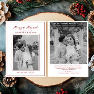 Merry & Married Bow Foto Kerst Passen getrouwd Feestdagenkaart