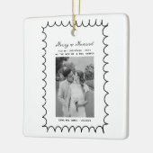 Merry & Married Bow Foto Kerst Passen getrouwd Keramisch Ornament (Links)