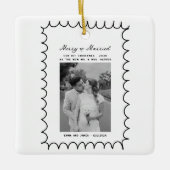 Merry & Married Bow Foto Kerst Passen getrouwd Keramisch Ornament (Voorkant)
