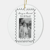 Merry & Married Bow Foto Kerst Passen getrouwd Keramisch Ornament (Links)