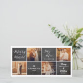 Merry & Married Chalkboard 4 Foto Collage Wedding Feestdagenkaart (Staand voorkant)