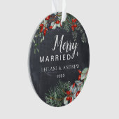 Merry Married Chalkboard Berry Foliage Ornament (voorkant)