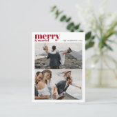 Merry & Married Christmas Passen getrouwd Fotocoll Feestdagenkaart (Staand voorkant)