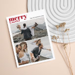Merry & Married Christmas Passen getrouwd Fotocoll Feestdagenkaart<br><div class="desc">Merry & Married: Deel je liefde met minimalistische kerst Briefkaarten Vier het seizoen van liefde en saamhorigheid met onze 'Merry & Married' minimalistische kerst Briefkaarten. Ontworpen om de essentie van uw eerste kerst als een getrouwd paar vast te leggen, deze briefkaarten presenteren niet één, maar drie gekoesterde foto's van de...</div>