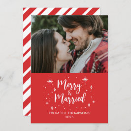 Merry & Married christmas photo card Kaart
