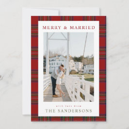 Merry & Married Classic Tartan Holiday Card Feestdagenkaart