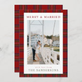 Merry & Married Classic Tartan Holiday Card Feestdagenkaart (Voorkant / Achterkant)