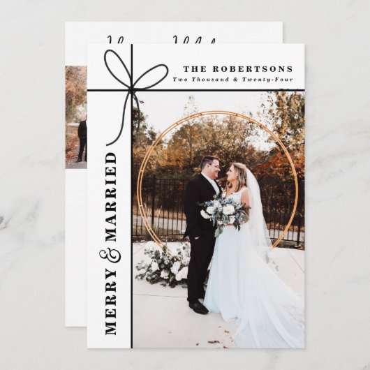 Merry & Married Dubbelzijdig Afbeelding Bedankt Kaart (Voorkant / Achterkant)