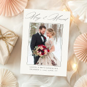 Merry & Married Elegant Kalligrafie Fotobruiloft Feestdagenkaart