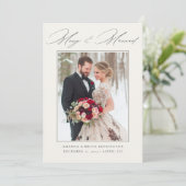 Merry & Married Elegant Kalligrafie Fotobruiloft Feestdagenkaart (Staand voorkant)