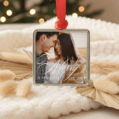 Merry & Married Elegant Script Newlyweds Photo Metalen Ornament